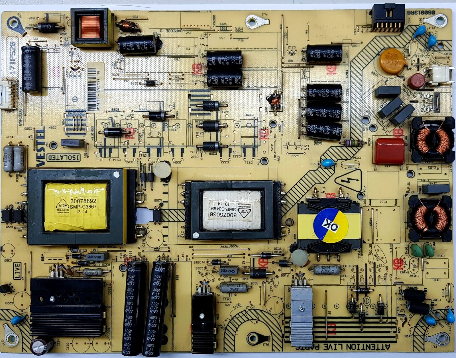 17IPS20 , 23184790 , VESTEL , SEG , 50SD3100 , VES500UNDL-N01 , Power Board , Besleme Kartı , PSU
