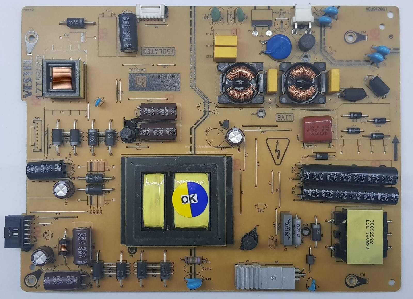 17IPS72 , 23339264 , VESTEL , VES400QHSS-3D-U02 , 40R8070 , Power Board , Besleme Kartı , PSU