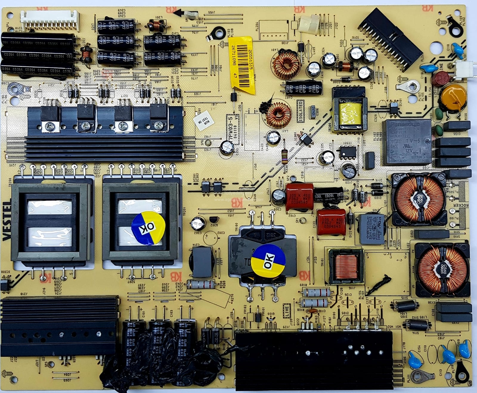 17PW03-5 , V1 , 20551315 , VESTEL , 55PF9990 , LTA550HQ06-C02 , Power Board , Besleme Kartı , PSU