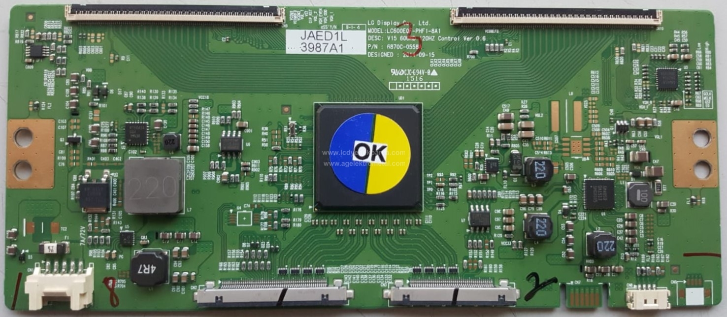 6870C-0558A , LC600EQF-PHF1-8A1 , V15 60UHD 120HZ , LG , Logic Board , T-Con Board 6870C-0558A , LC600EQF-PHF1-8A1 , V15 60UHD 120HZ , LG , Logic Board , T-Con Board