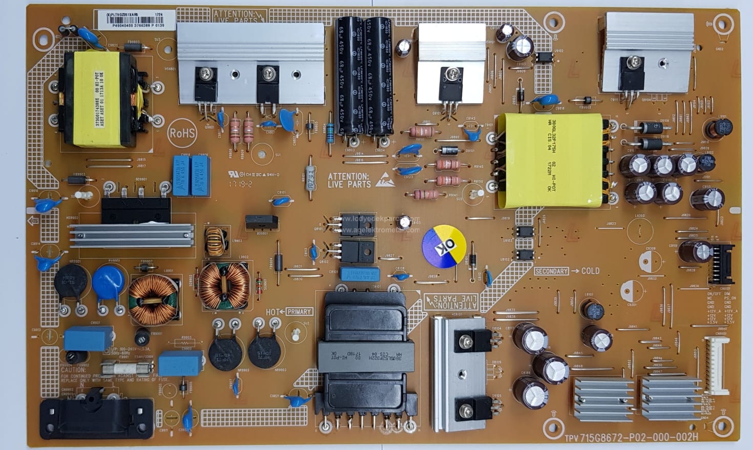 715G8672-P02-000-002H , PHILIPS , TPT490U2-EQYSHM-G , PLTVGZ552XAR7 , 49PUS6412 , 49PUS7002 , 49PUS7502 , P49040600 , Power Board , Besleme Kartı , PSU