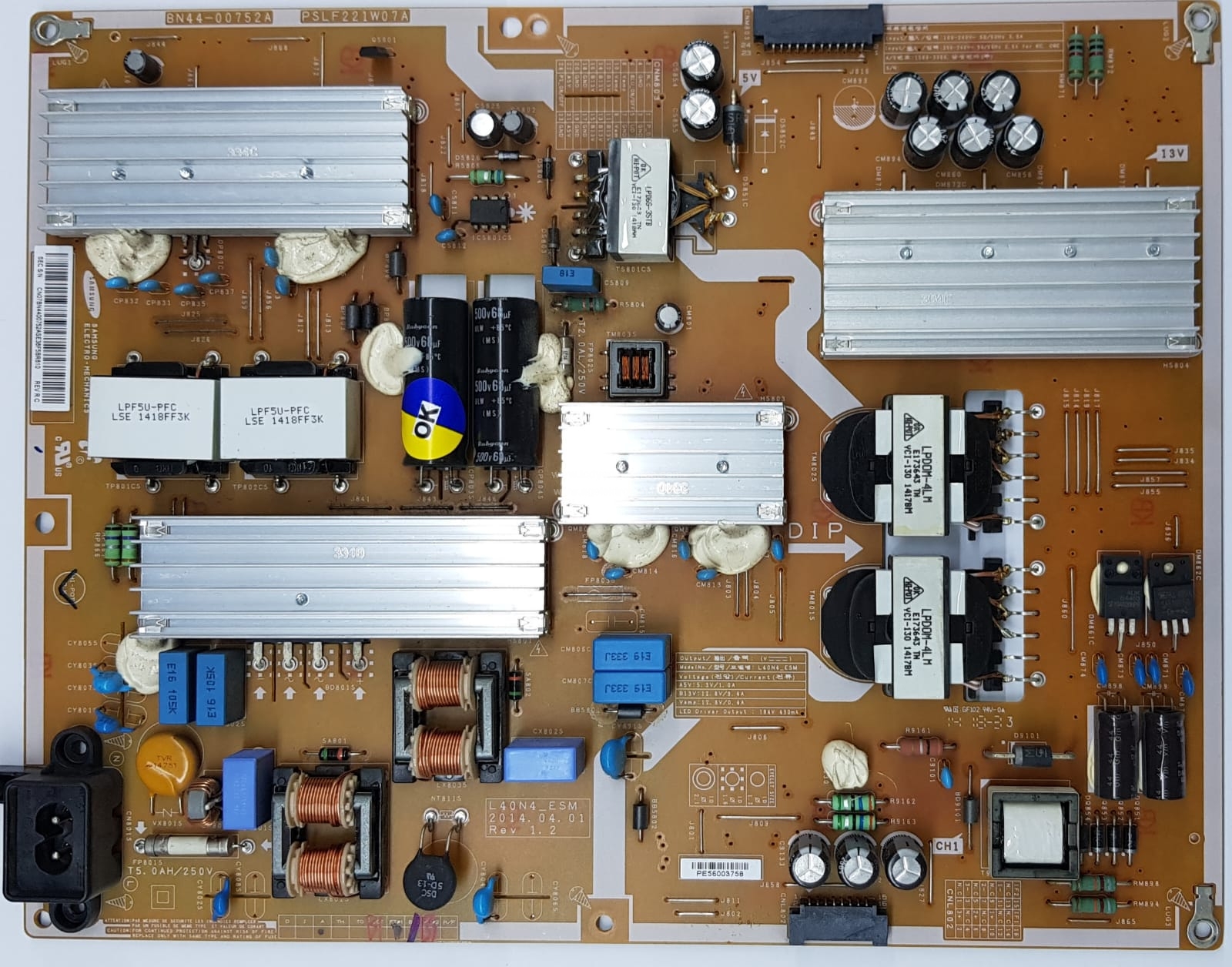 BN44-00752A , PSLF221W07A , L40N4_ESM , SAMSUNG , UE40HU6900 , CY-GH040HGLV4H , Power Board , Besleme Kartı , PSU