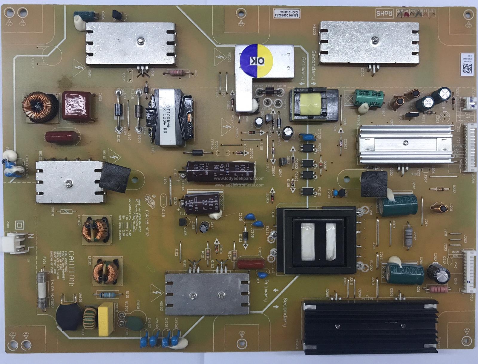 FSP145-4F07 , VEV190 , ARÇELİK , LTA320AP18 , F82-210 , Power Board , Besleme Kartı , PSU