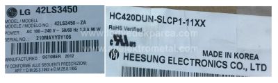 LG , HC420DUN-SLCP1-11XX , 42LS3450 , LG INNOTEK 42 NDE REV0.2 , A TYPE , B TYPE , 10 ADET LED ÇUBUK