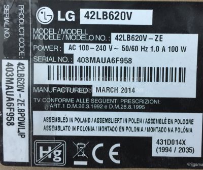 LG , LC420DUE FG P2 , 42LB620V , 6916L-1709A , 6916L-1710A , 6916L-1956a , 6916L-1957A , 8 ADET LED ÇUBUK