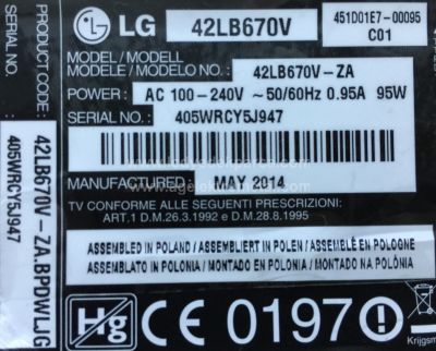 LG , LC420DUH PG F1 , 42LB670V , 42LB731V , 42LB730 , 42 V14 SLIM DRT REV0.6 , 6916L-1682A , 6916L-1683A , 6916L-1684A , 6916L-1685A , 10 ADET LED ÇUBUK