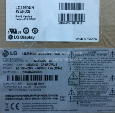 LG , LC420DUN SE U2 , 42LM3400 , 6916L-0882A , 6916L-0913A , 12 ADET LED ÇUBUK