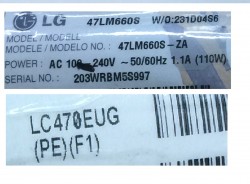 LG , LC470EUG PE F1 , 47LM660S , 47 INCH , REV0.6 , 6920L-0001C , 2 ADET LED ÇUBUK - 2