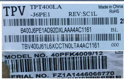 PHILIPS , TPT400LA-J6PE1 , 40PFK4009 , 40PFK4309 , /12 , 40PFK4509 , GJ-DLEDII P5-400-D409-V7 , GJ-DLEDII P5-400-D409-V4 , 4 ADETLED ÇUBUK