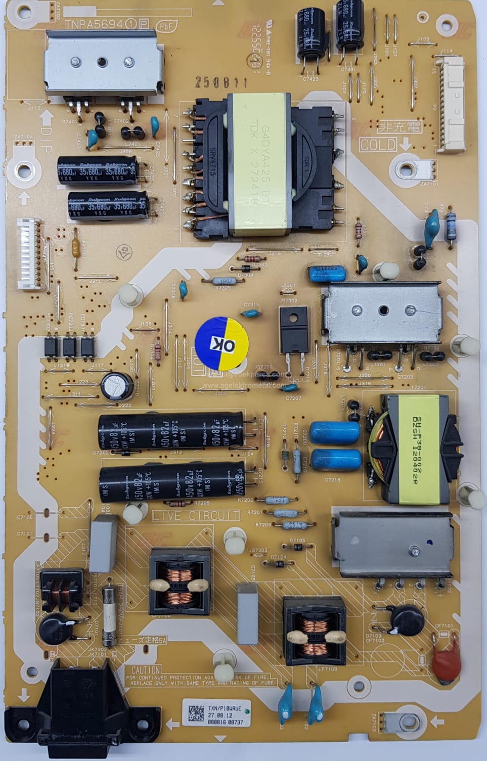 TNPA5694 1 P , TXN/P10WRUE , PANASONIC , LC600EUD FE F2 , TX-L60ETSE , Power Board , Besleme Kartı , PSU