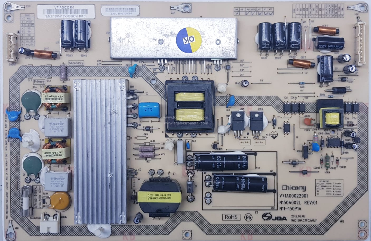 V71A00022901 , N150A002L , REV:01 , N11-150P1A , TOSHIBA , 46TL968 , Power Board , Besleme Kartı , PSU