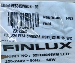 VESTEL , VES315WNDB-02 , VES315WNDB-2D-N02 , FINLUX , 32FD4041HM , 32FX410H , REGAL LD32H4041M , VESTEL 32 INCH REV0.2 , 2 ADET LED ÇUBUK - 2
