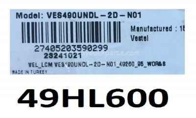 VESTEL , VES490UNDL-2D-N01 , HI-LEVEL , 49HL600 , 49DLED_A-TYPE_REV00 , 7 ADET LED ÇUBUK